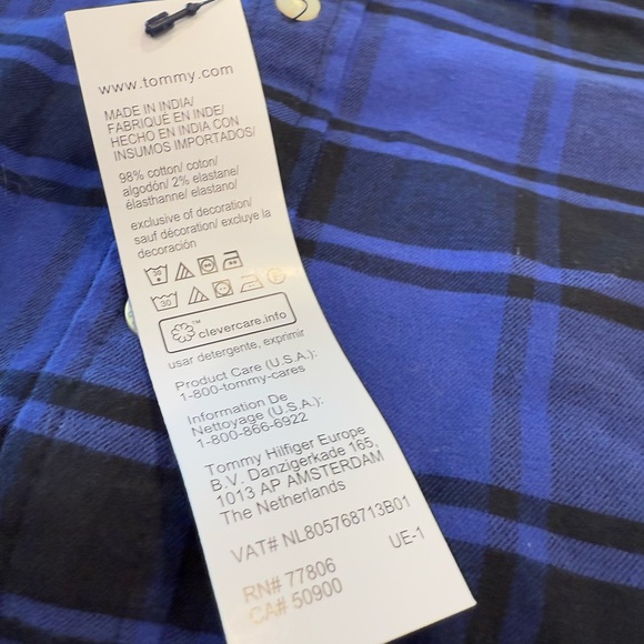 Tommy Hilfiger Blue & Black plaid flannel long sleeve button up SZ M - Picture 7 of 13